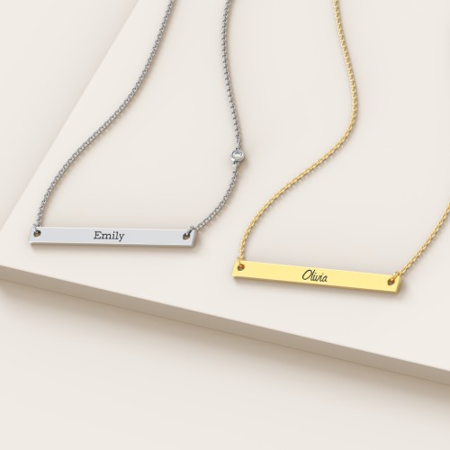 Classic Name Bar Pendant – 18K Gold Plated Silver