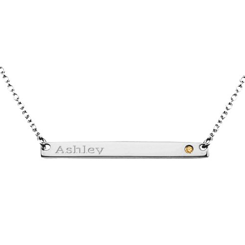 Classic Name Bar Pendant with Accent – Sterling Silver with Fancy Yellow Premium Zirconia
