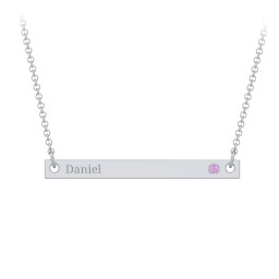 Birthstone Name Bar Pendant in 925 Sterling Silver with Amethyst
