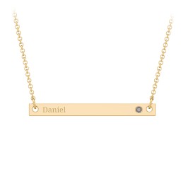 Birthstone Name Bar Pendant in 10K Solid Yellow Gold with Smokey Quartz
