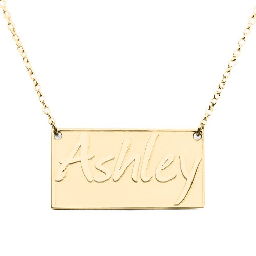 Embossed Name Bar Pendant – 10K Yellow Gold