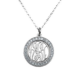 Sparkling Halo Monogram Pendant in 925 Sterling Silver