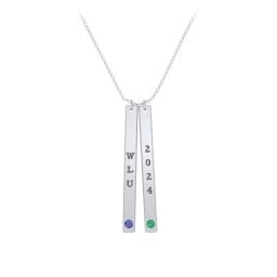 Multi Vertical Birthstone Bar Pendant - 2 Bar