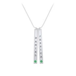 Multi Vertical Birthstone Bar Pendant - 2 Bar
