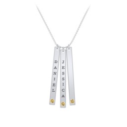 Multi Vertical Birthstone Bar Pendant - 3 Bar