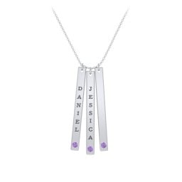 Multi Vertical Birthstone Bar Pendant - 3 Bar