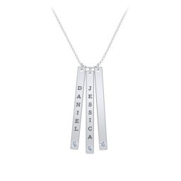 Multi Vertical Birthstone Bar Pendant - 3 Bar