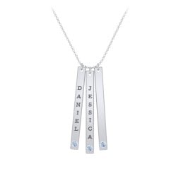 Multi Vertical Birthstone Bar Pendant - 3 Bar