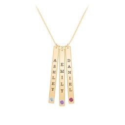 Multi Vertical Birthstone Bar Pendant - 3 Bar