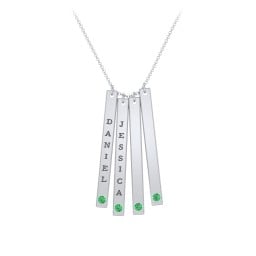 Multi Vertical Birthstone Bar Pendant - 4 Bar