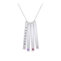 Multi Vertical Birthstone Bar Pendant - 4 Bar