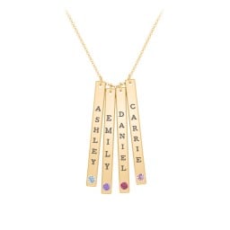 Multi Vertical Birthstone Bar Pendant - 4 Bar