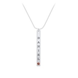 Multi Vertical Birthstone Bar Pendant - 1 Bar in 925 Sterling Silver with Garnet, Amethyst, Red Premium Zirconia, and Fancy Pink Premium Zirconia