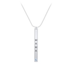 Multi Vertical Birthstone Bar Pendant - 1 Bar in 925 Sterling Silver with Blue Topaz, Amethyst, Red Premium Zirconia, and Fancy Pink Premium Zirconia