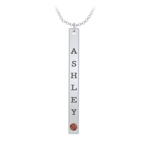 Multi Vertical Birthstone Bar Pendant - 1 Bar – Sterling Silver with Garnet