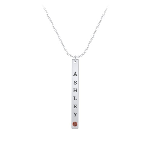 Multi Vertical Birthstone Bar Pendant - 1 Bar – Sterling Silver with Garnet