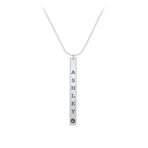 Multi Vertical Birthstone Bar Pendant - 1 Bar – Sterling Silver with Smokey Quartz