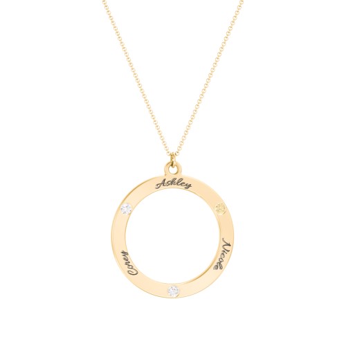 Circle Birthstone Pendant – 10K Yellow Gold with Diamond and Citrine