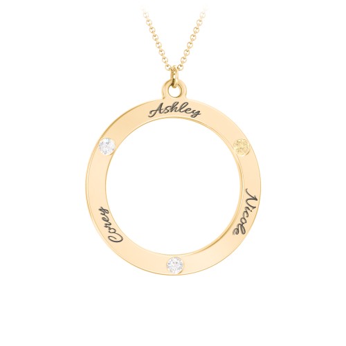 Circle Birthstone Pendant – 10K Yellow Gold with Diamond and Citrine