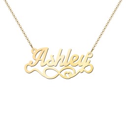 Stylized Name Necklace in 18K Gold Plated Silver