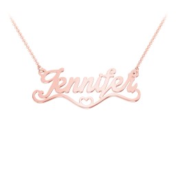 Stylized Name Necklace in 10K Solid Rose Gold