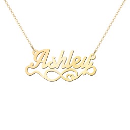 Stylized Name Necklace in 10K Solid Yellow Gold