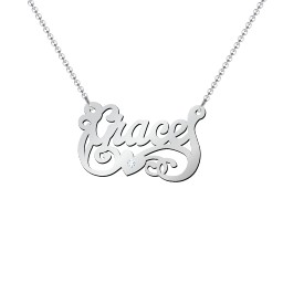 Lots of Love Name Necklace in 925 Sterling Silver with Diamond