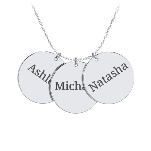 Engravable Name 3 Disc Pendant – Sterling Silver