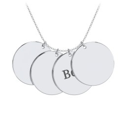 Engravable Name 4 Disc Pendant in 925 Sterling Silver with Ruby, Amethyst Premium Zirconia, Blue Sapphire, and Blue Topaz