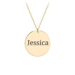 Charmed Name Disc Pendant in 18K Gold Plated Silver with Ruby, Amethyst Premium Zirconia, Blue Sapphire, and Blue Topaz