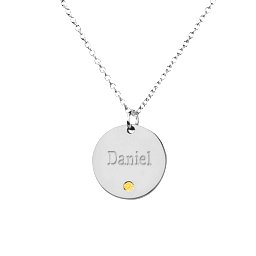 Name Disc Pendant with Accent