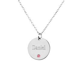 Name Disc Pendant with Accent