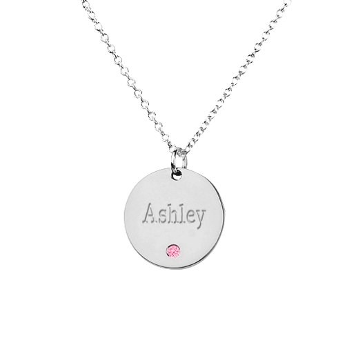 Name Disc Pendant with Accent