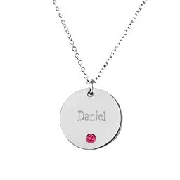 Birthstone Name Disc Pendant