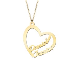 Written With Love Heart Name Necklace in 18K Gold Plated Silver