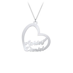 Written With Love Heart Name Necklace in 925 Sterling Silver