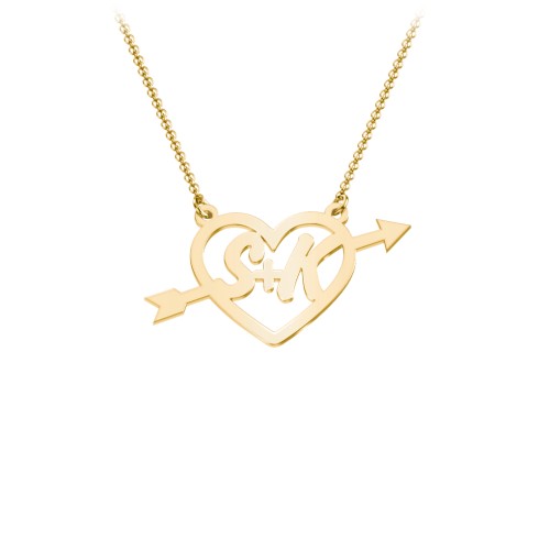 First Love Initial Heart Necklace – 18K Gold Plated Silver