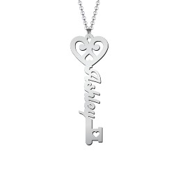 Key To True Love Name Necklace in 925 Sterling Silver