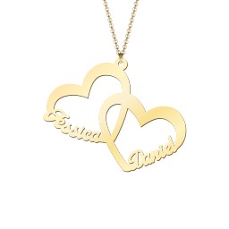 Interlocked In Love Heart Name Necklace in 18K Gold Plated Silver