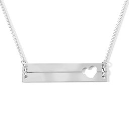 Raising The Bar Engravable Double Bar Necklace with Heart Cutout