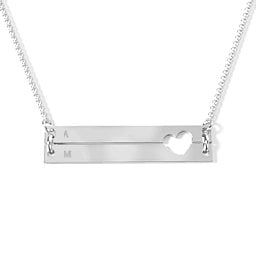 Raising The Bar Engravable Double Bar Necklace with Heart Cutout