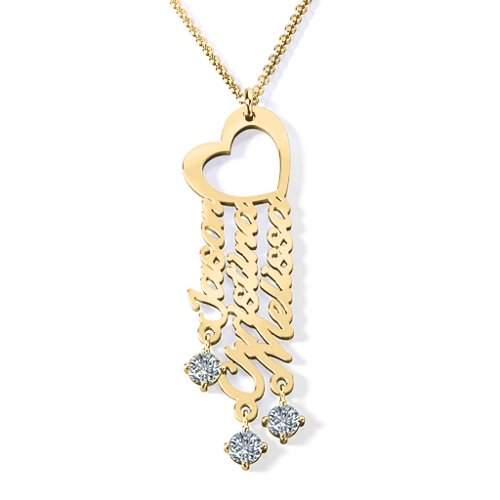 A Mother's Dream Name Necklace – 10K Yellow Gold with Cubic Zirconia