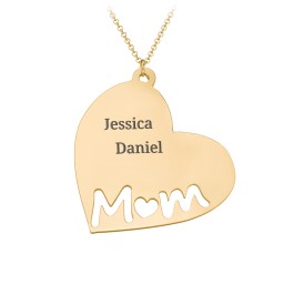 Marvelous Mom Engravable Heart Necklace in 18K Gold Plated Silver