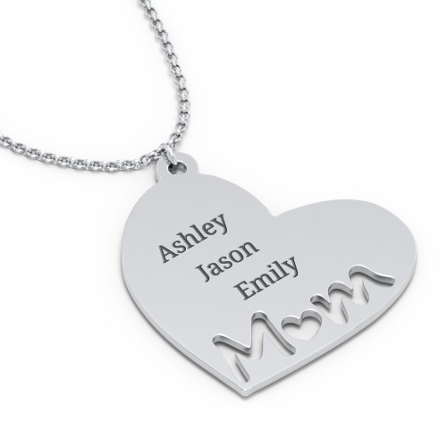 Marvelous Mom Engravable Heart Necklace – Sterling Silver