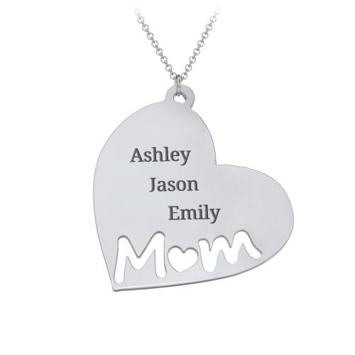 Marvelous Mom Engravable Heart Necklace – Sterling Silver