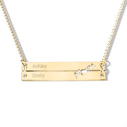 Made For Mom Double Bar Necklace in 10K Solid Yellow Gold
