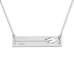Engravable Double Bar Graduation Cap Necklace