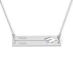 Engravable Double Bar Graduation Cap Necklace