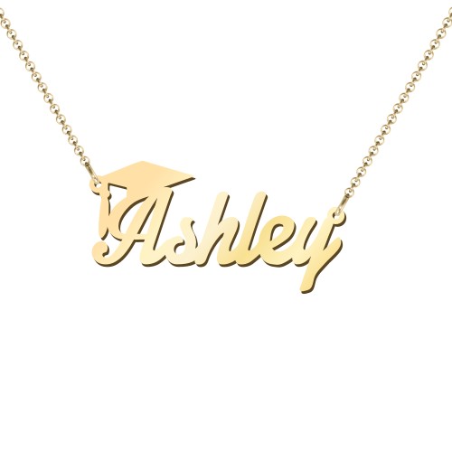 Graduation Name Necklace – 18K Gold Plated Silver