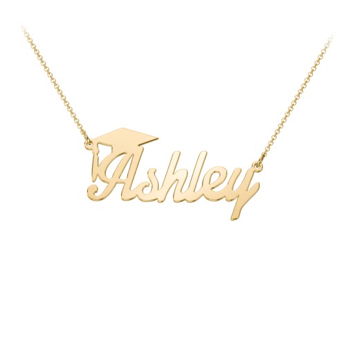 Graduation Name Necklace – 18K Gold Plated Silver